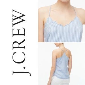 J CREW STRIPED SCALLOPED CAMI TOP